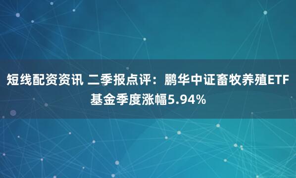 短线配资资讯 二季报点评：鹏华中证畜牧养殖ETF基金季度涨幅5.94%